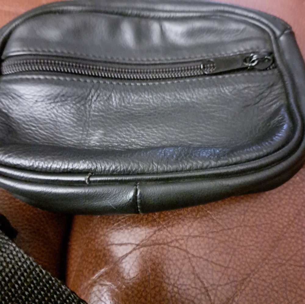 Black Leather Fanny Bag